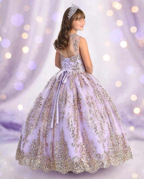 The Amara Royale — lilac & gold sequin princess ball gown